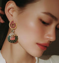Pink n blue ad stone earrings
