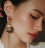 Pink n blue ad stone earrings