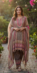 Taupe n pink color salwaar suit