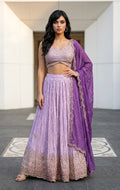 Lavender crepe lehenga set