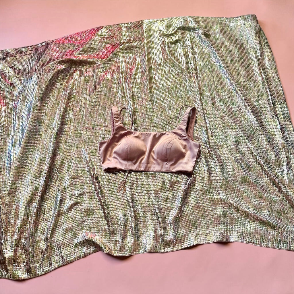 Mauve n green sequins saree