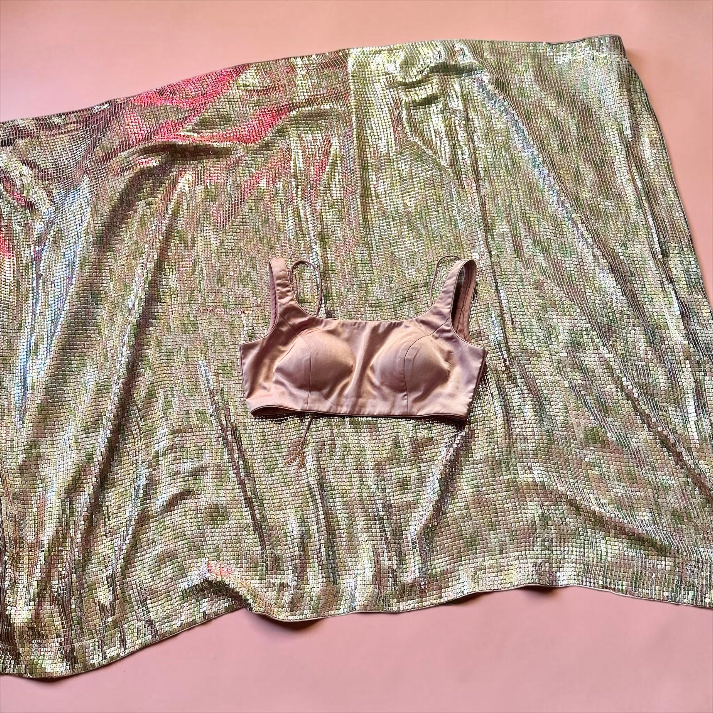 Mauve n green sequins saree