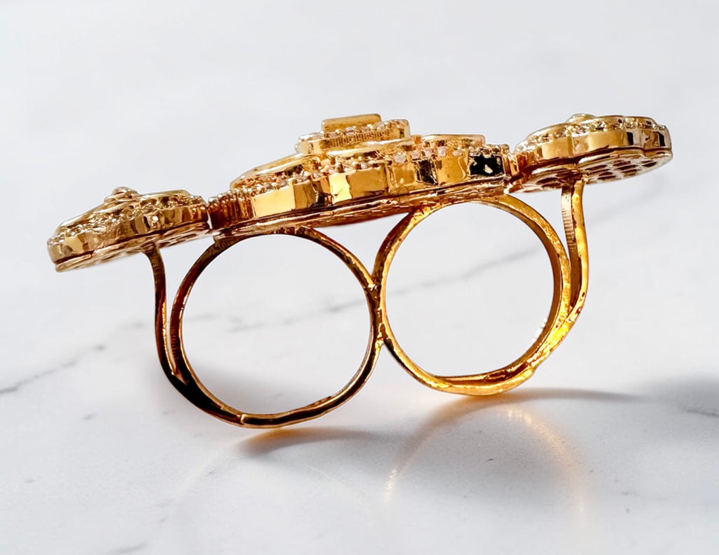 2-finger emerald Polki ring