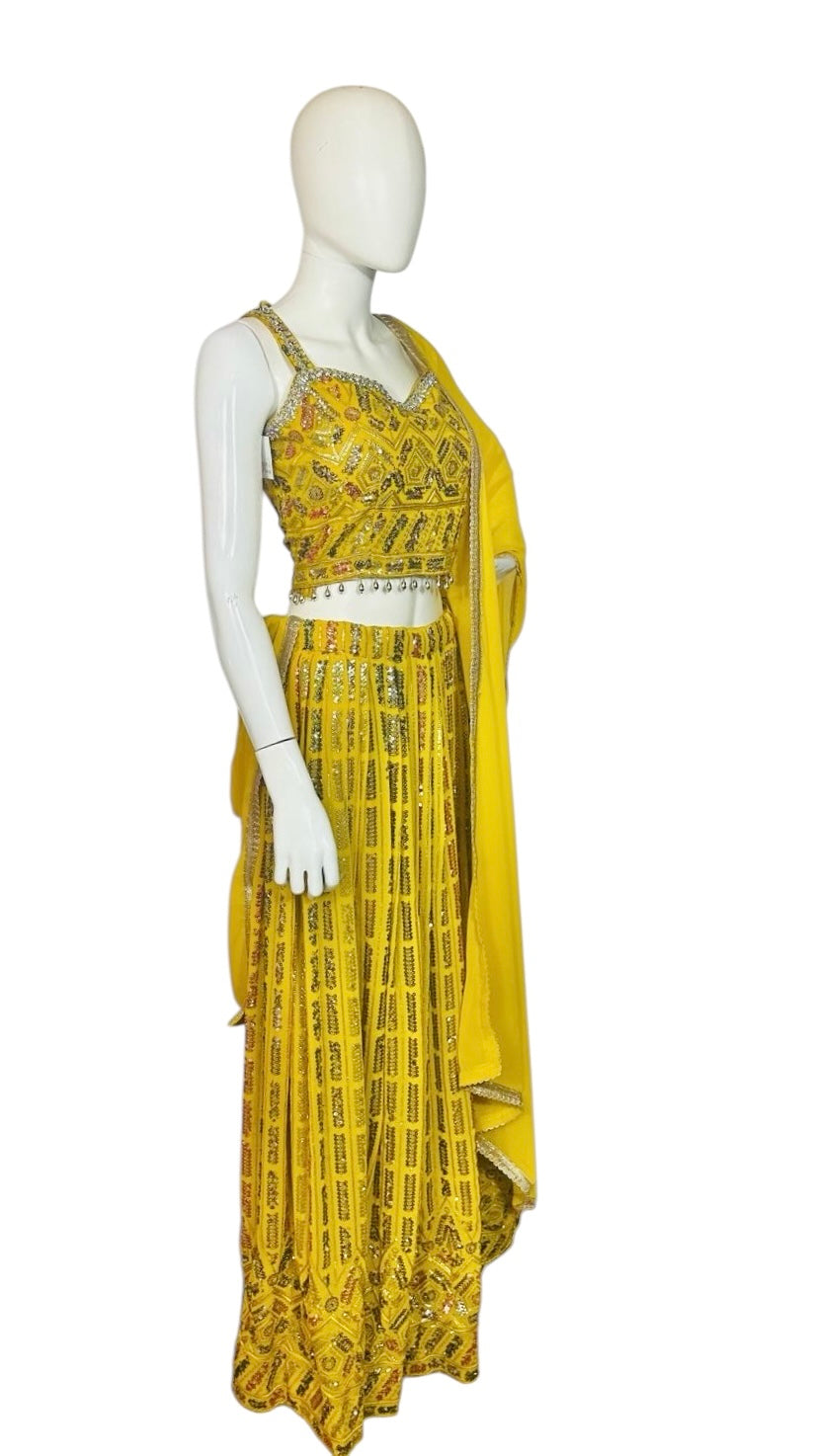 Yellow sequins lehenga