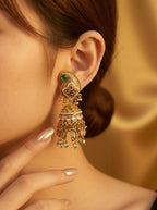 Green stone with kundan jhumkaas