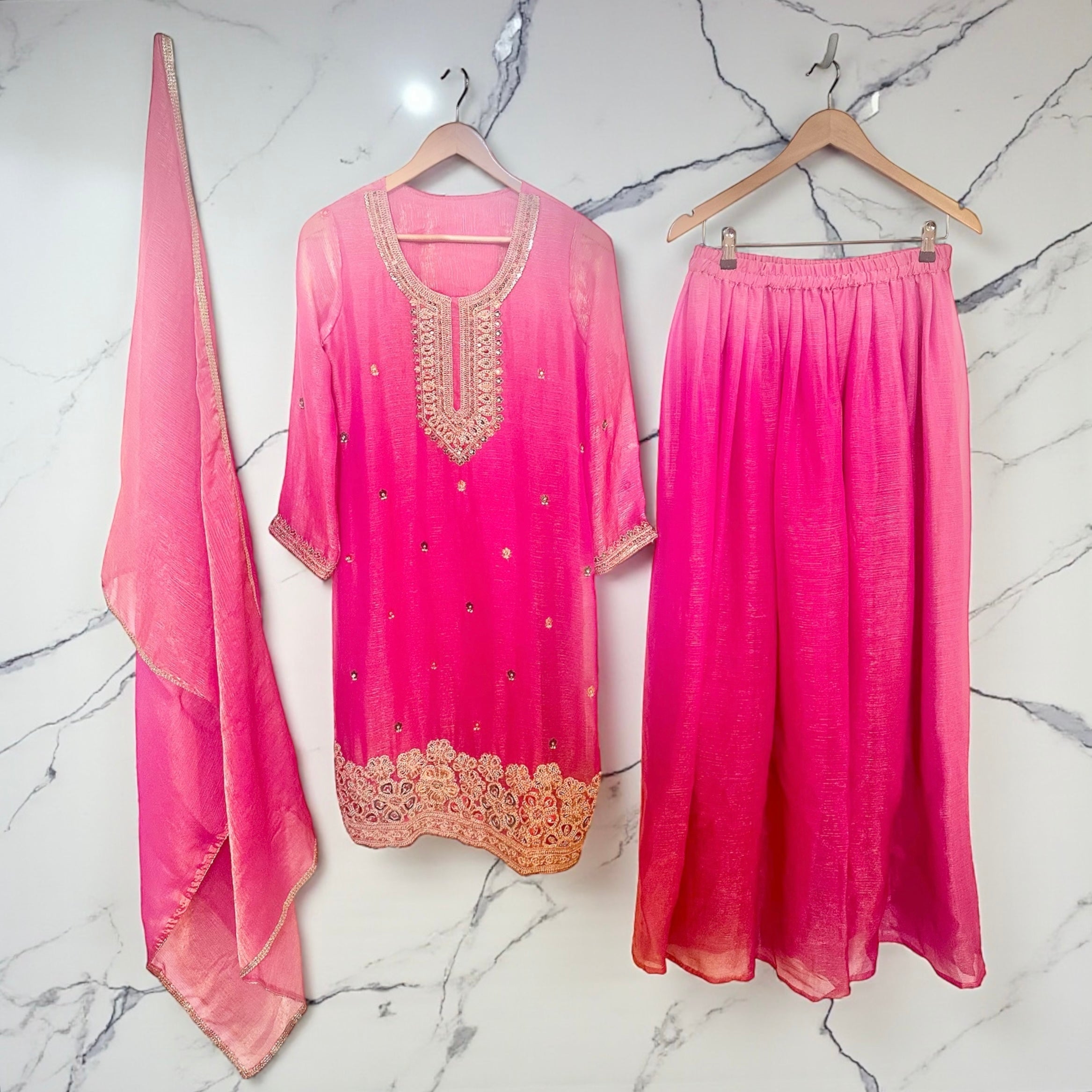 Hot pink Sharara suit