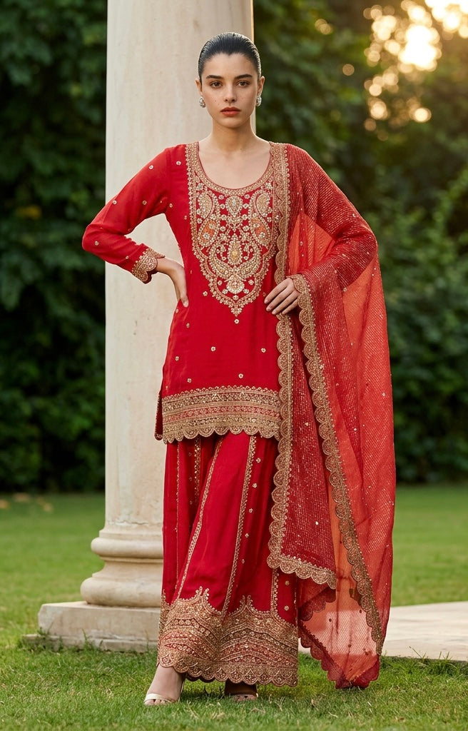 Red Sharara suit