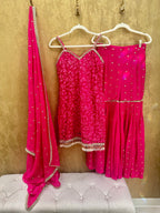 Hot pink chikankari garara