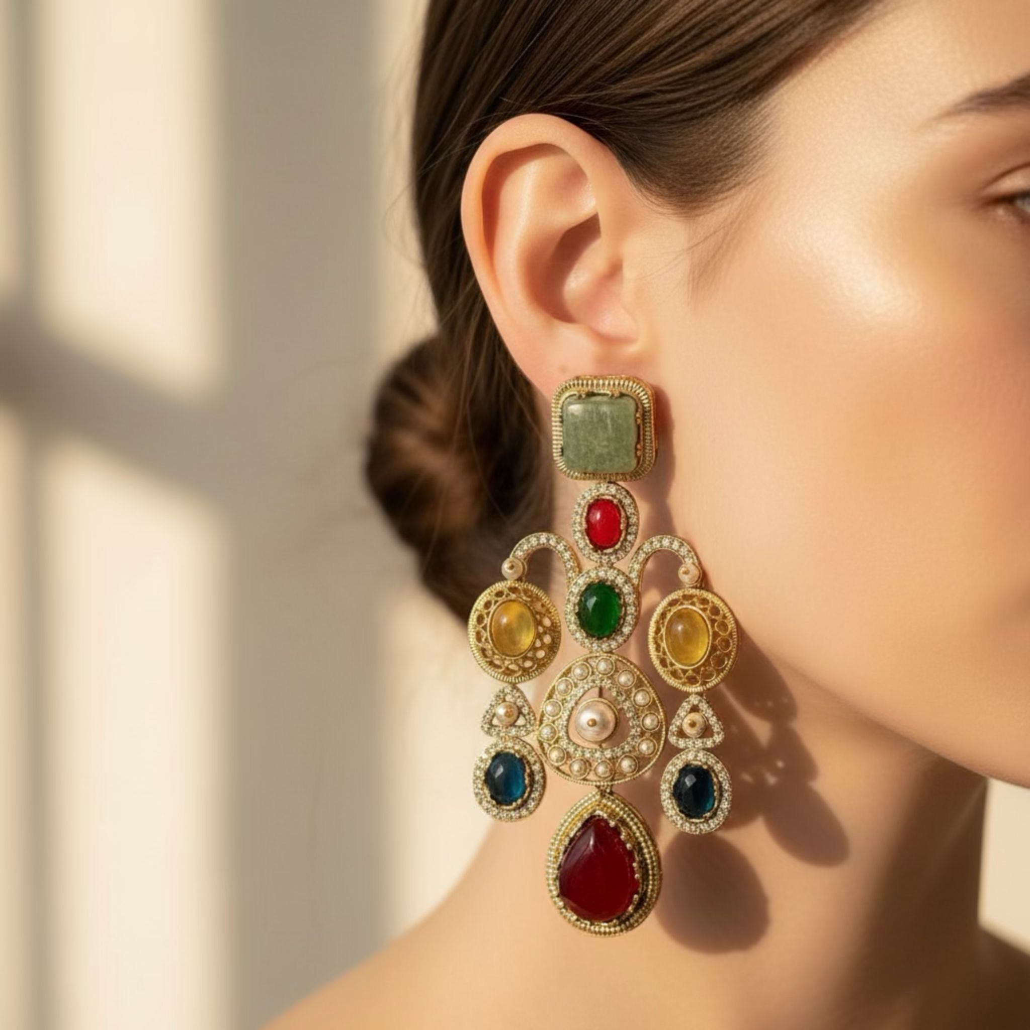 Multi-colored stone earrings