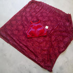 Deep red chantley lace saree