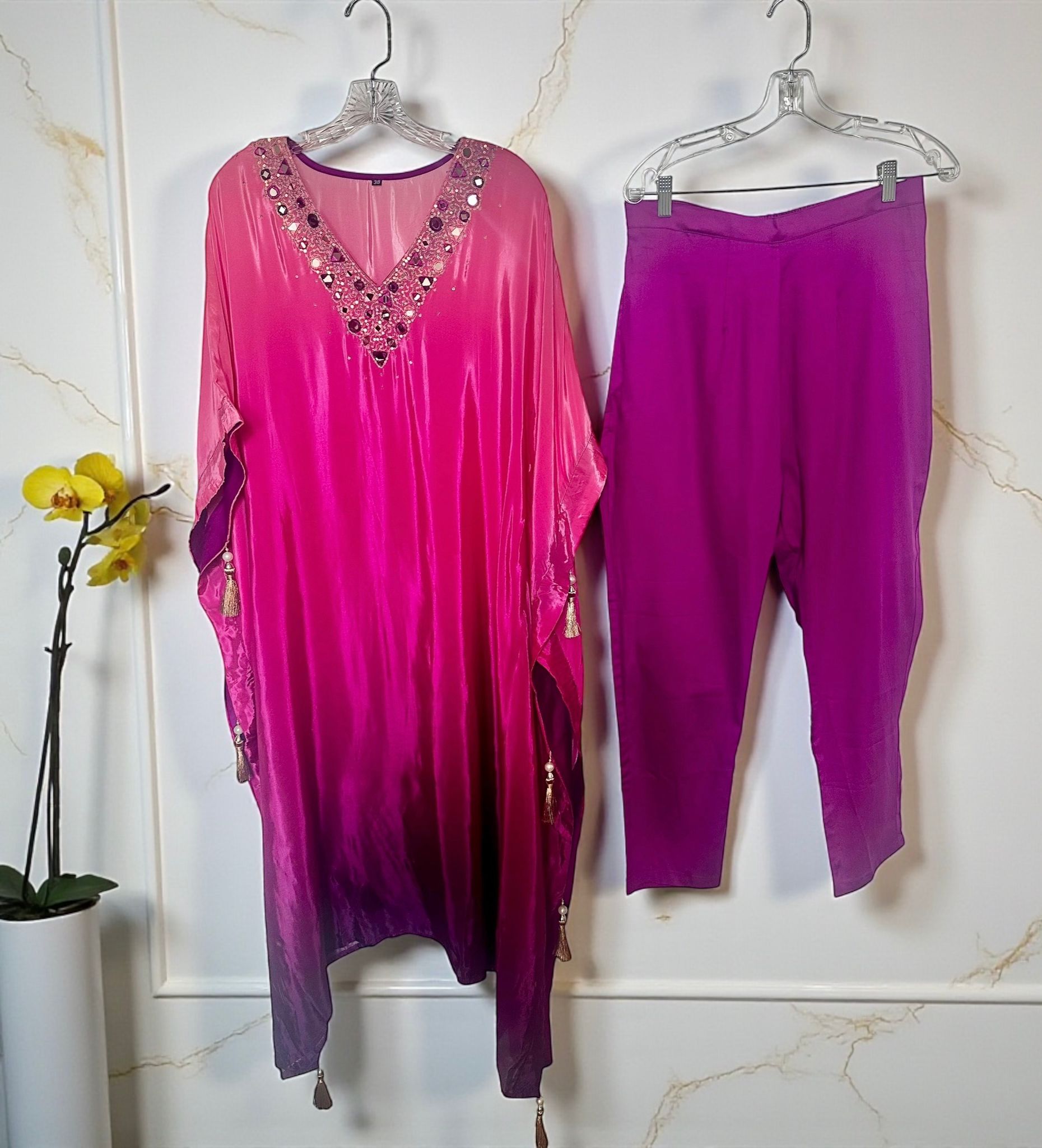 Fuchsia ombré kaftaan set