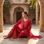Deep red Sharara set