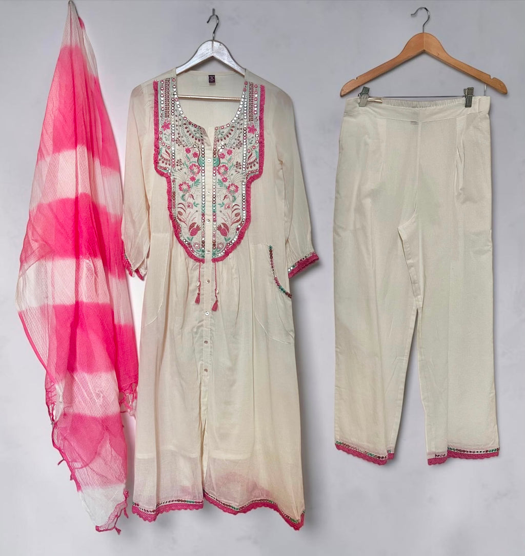Ivory mulmul suit