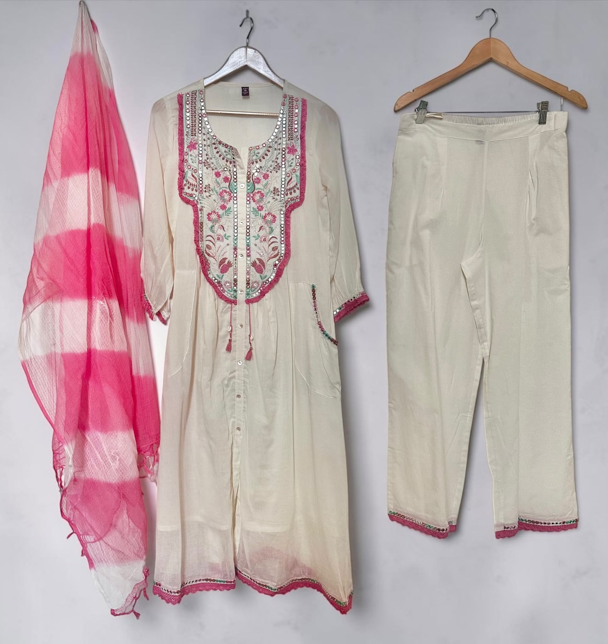 Ivory mulmul suit