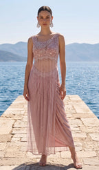 Pink dhoti fusion set