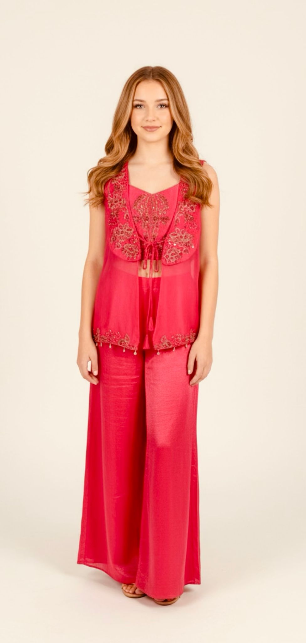 Pinkish red fusion outfit