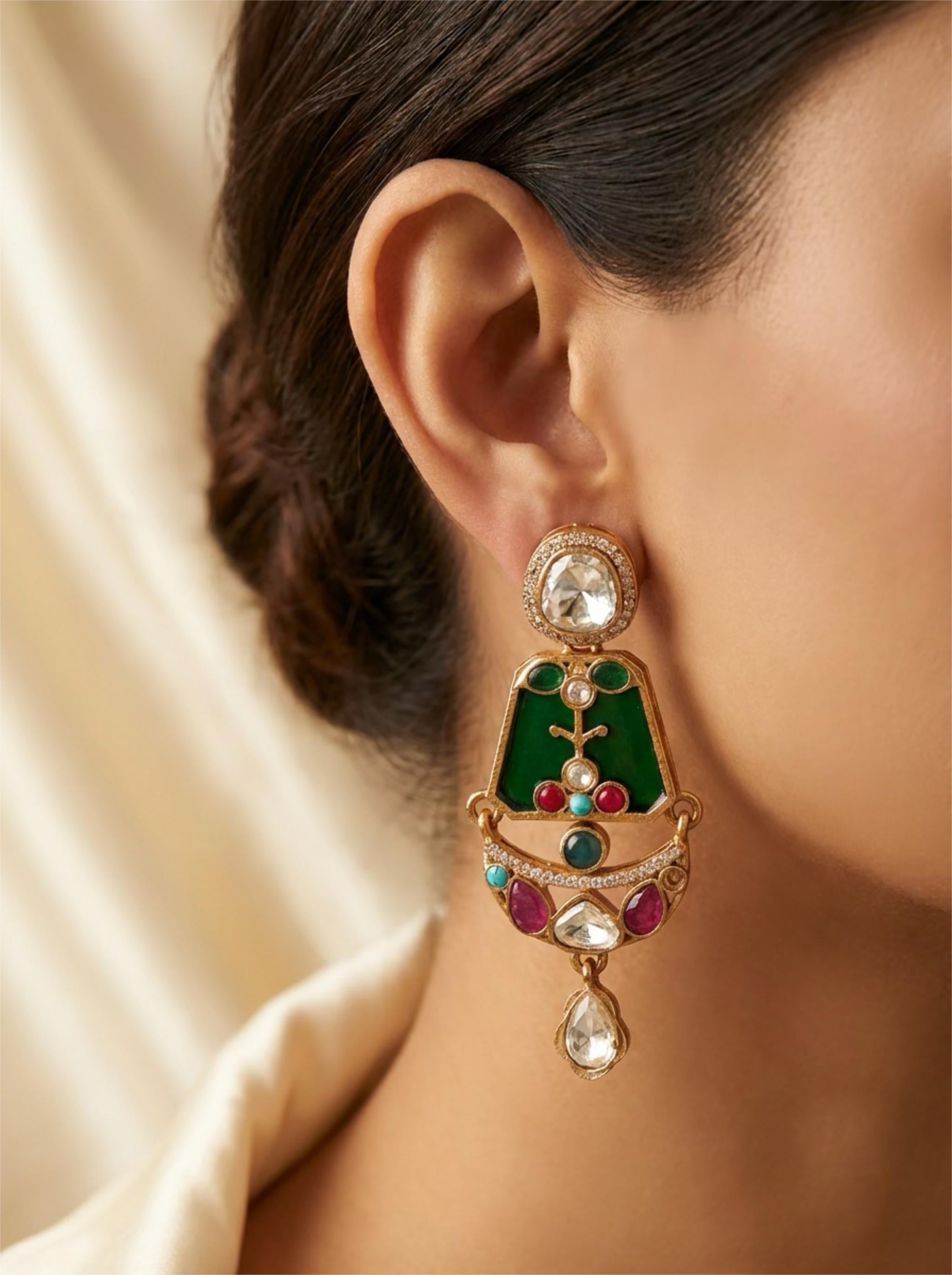 Multi-colored stone earrings