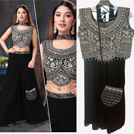 Black georgette fusion set