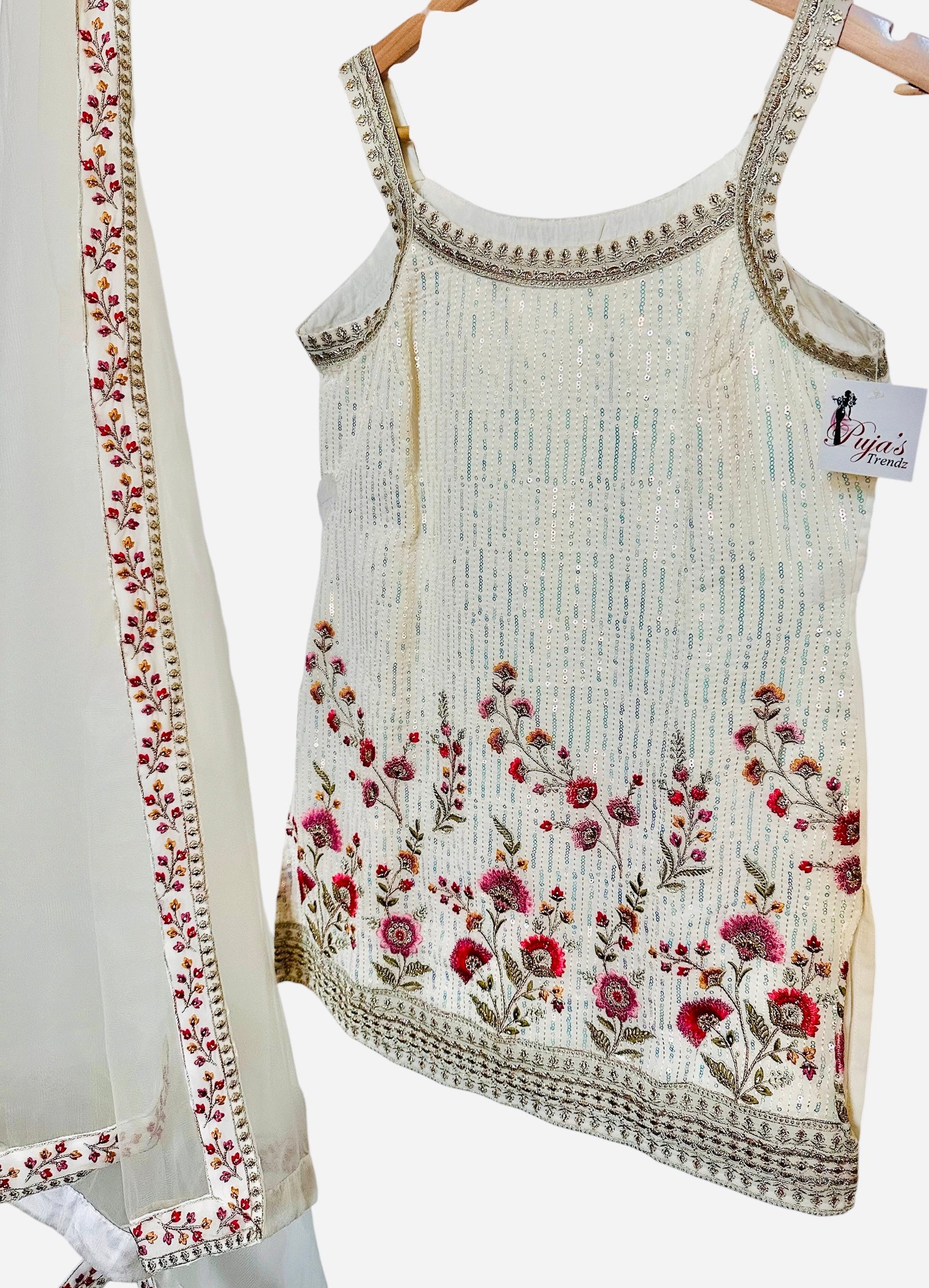 White sequins garara set