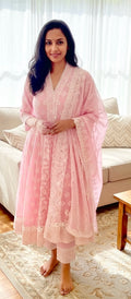Pink chikankari suit