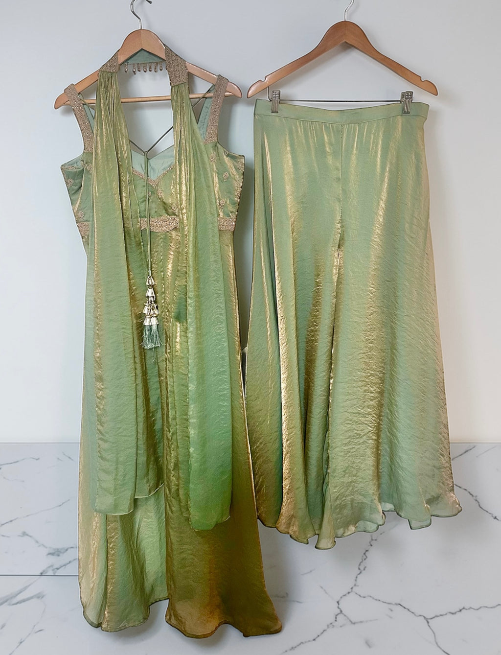 Sage green strappy suit