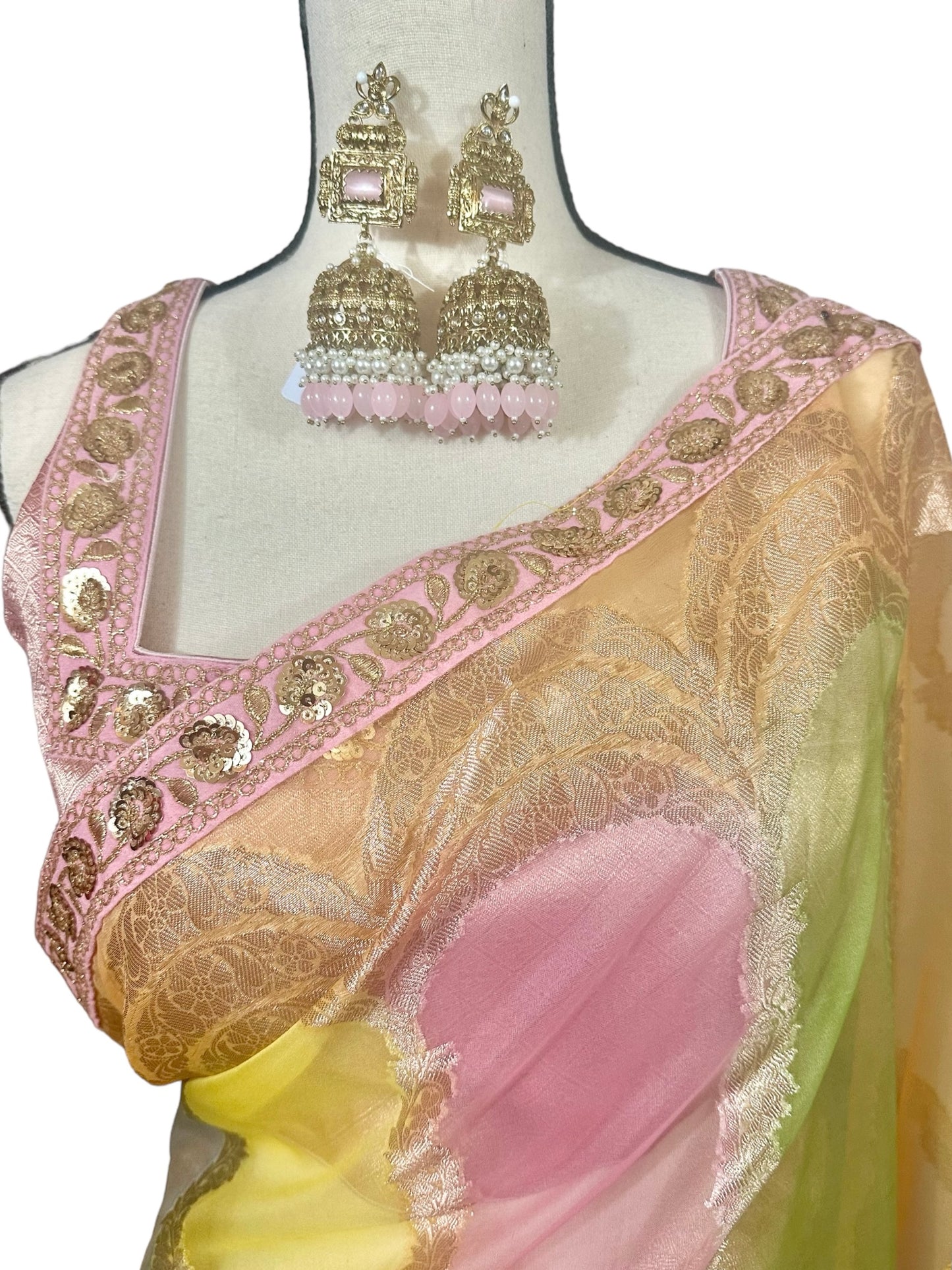 Multi-colored organza saree