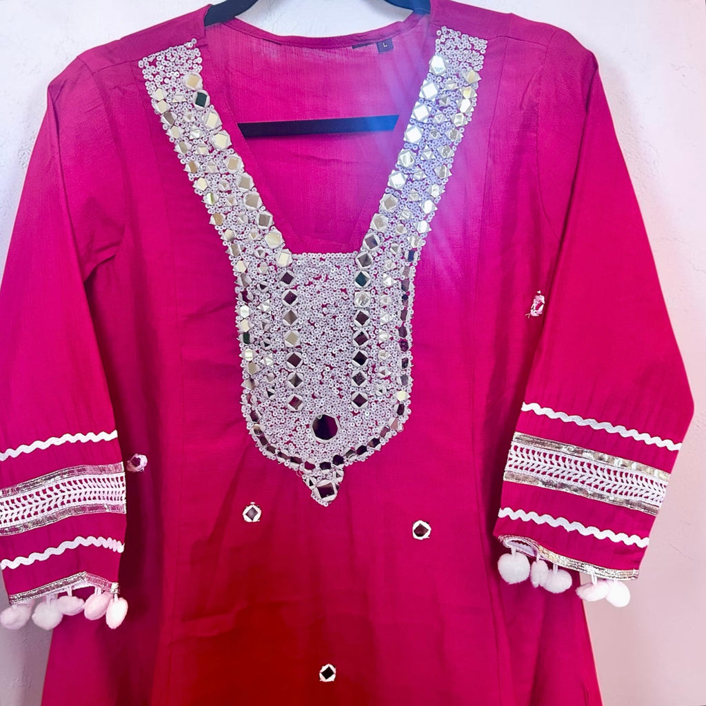 Hot pink cotton suit