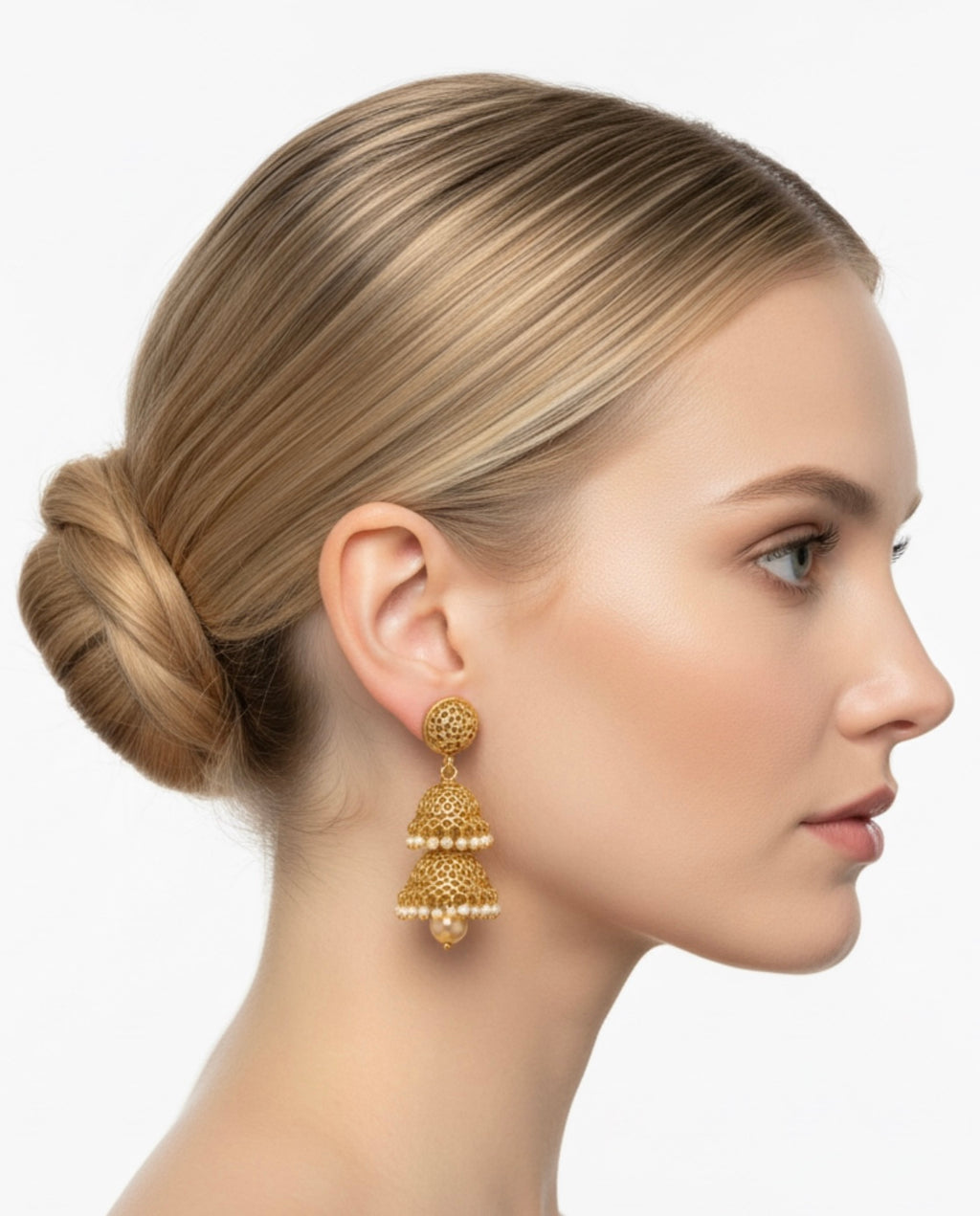 2-tier gold finish jhumkaas