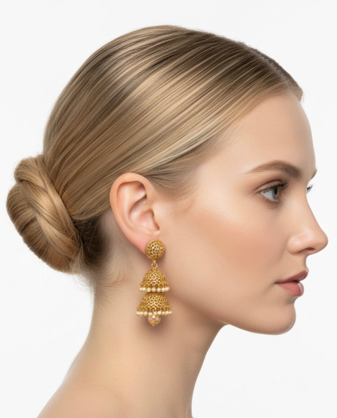 2-tier gold finish jhumkaas