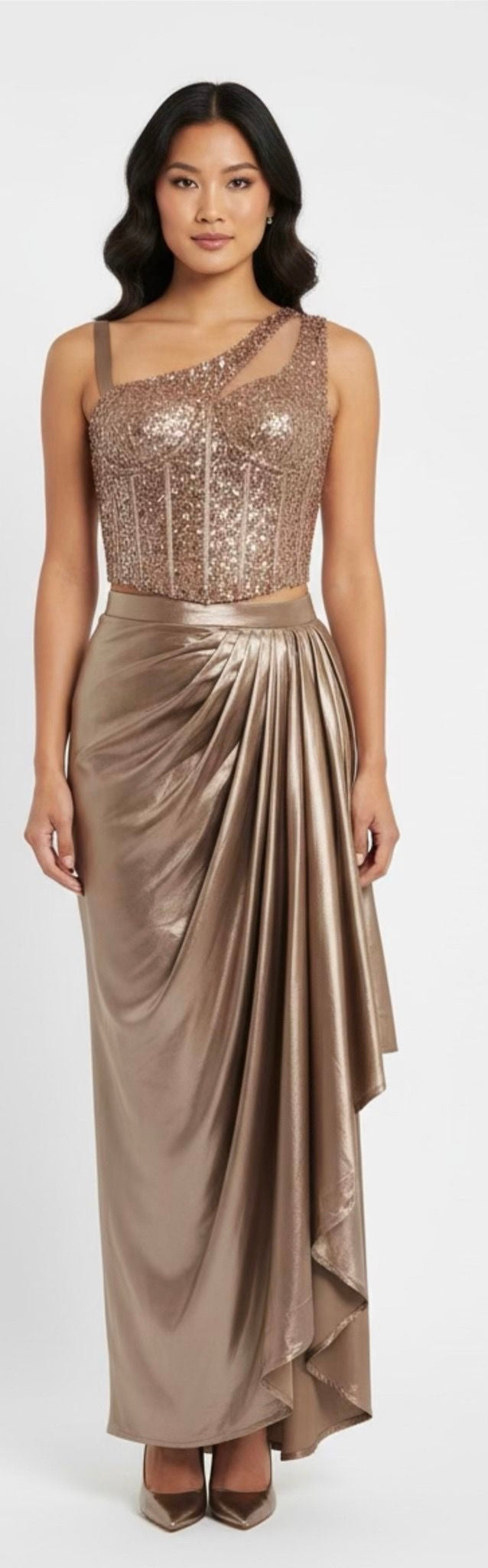 Gold metallic dhoti set