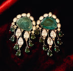 Emerald green Polki earrings