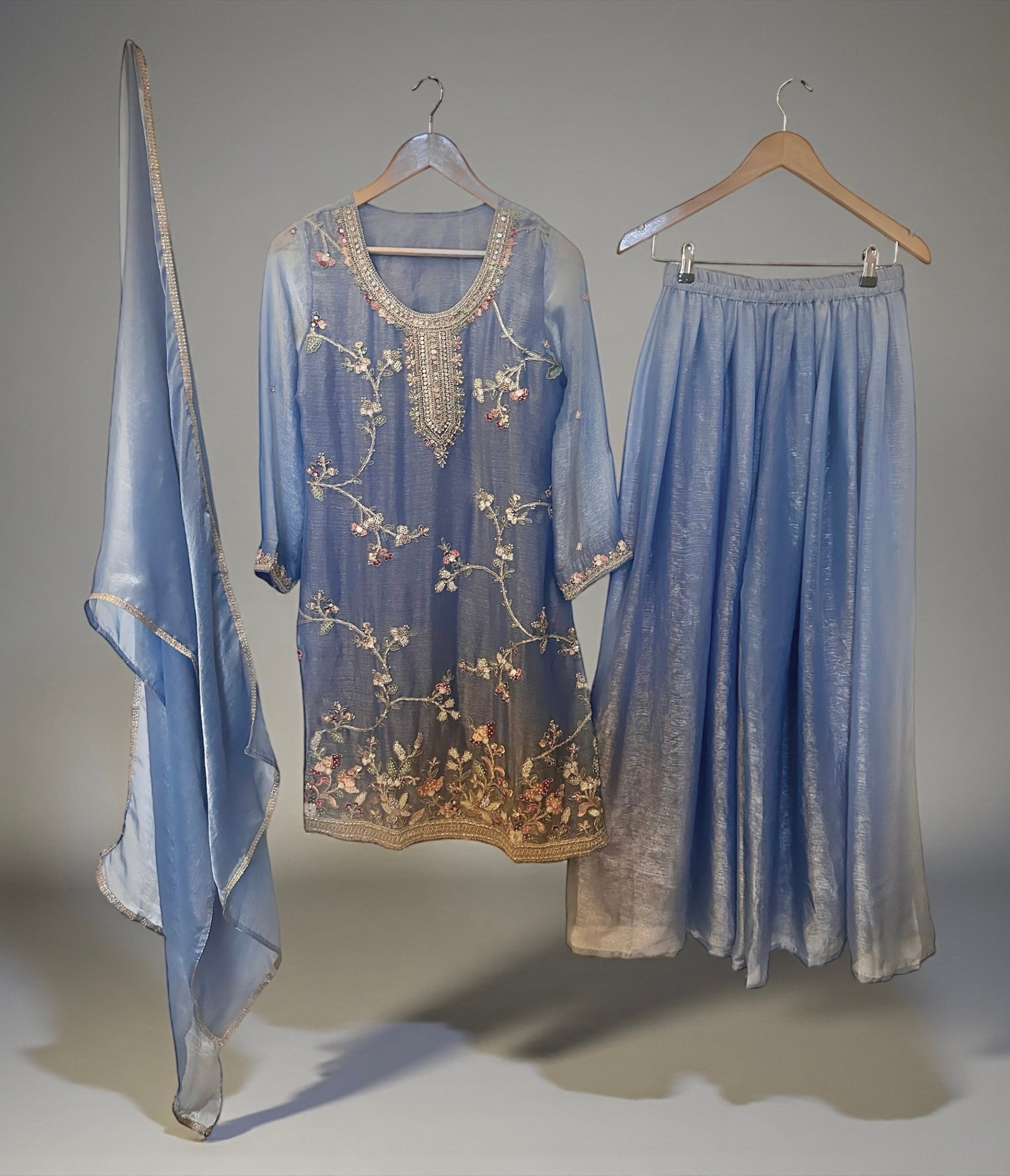 Bluish mauve sharara suit