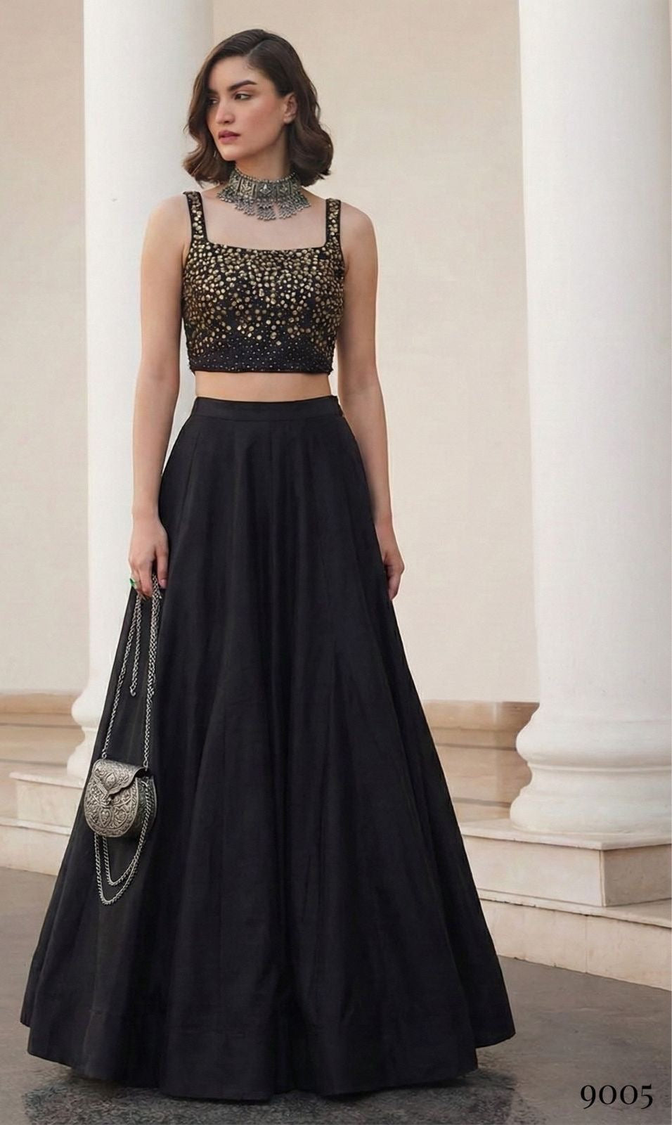 Black n gold skirt set
