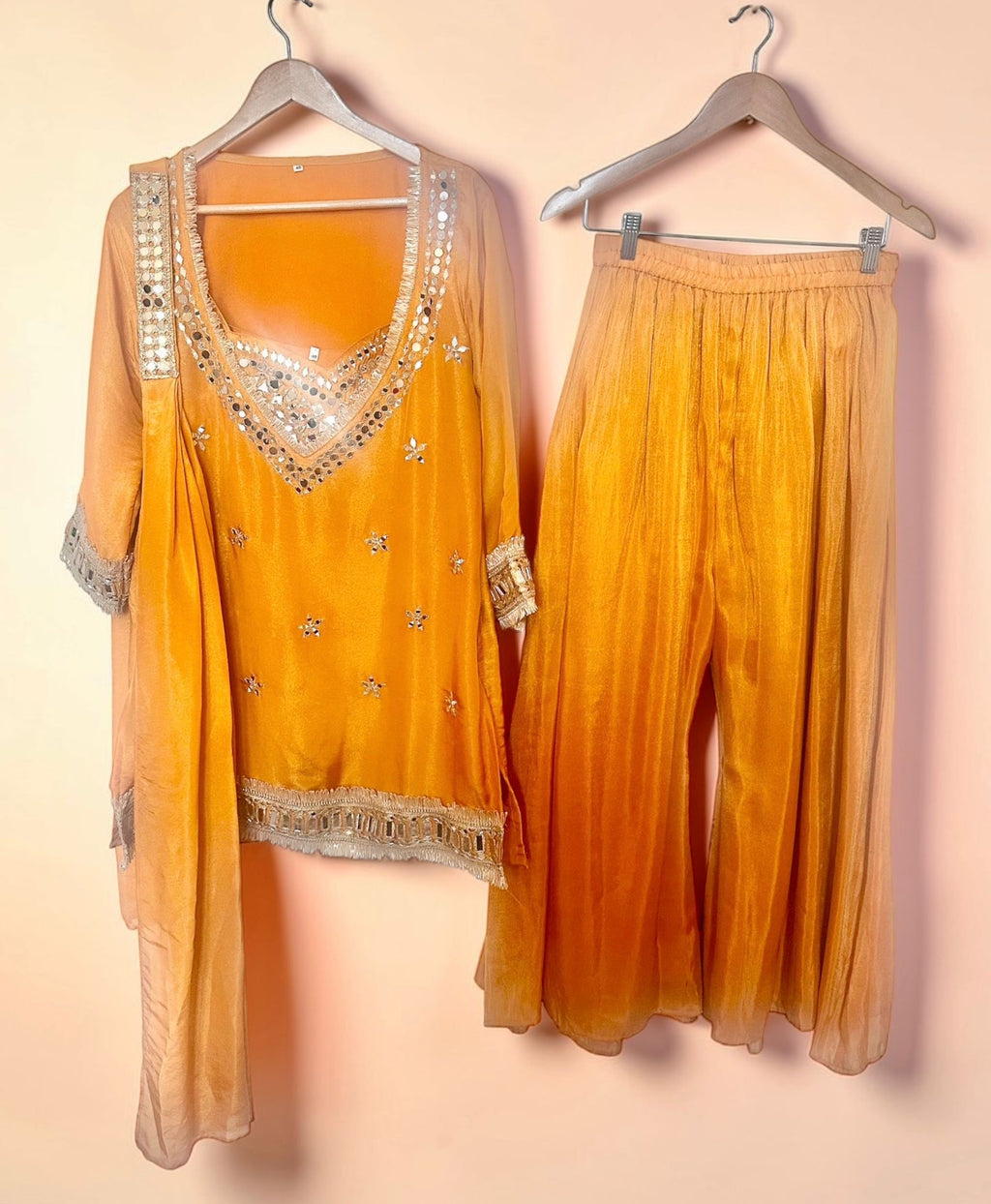 Mustard yellow/orange Sharara suit