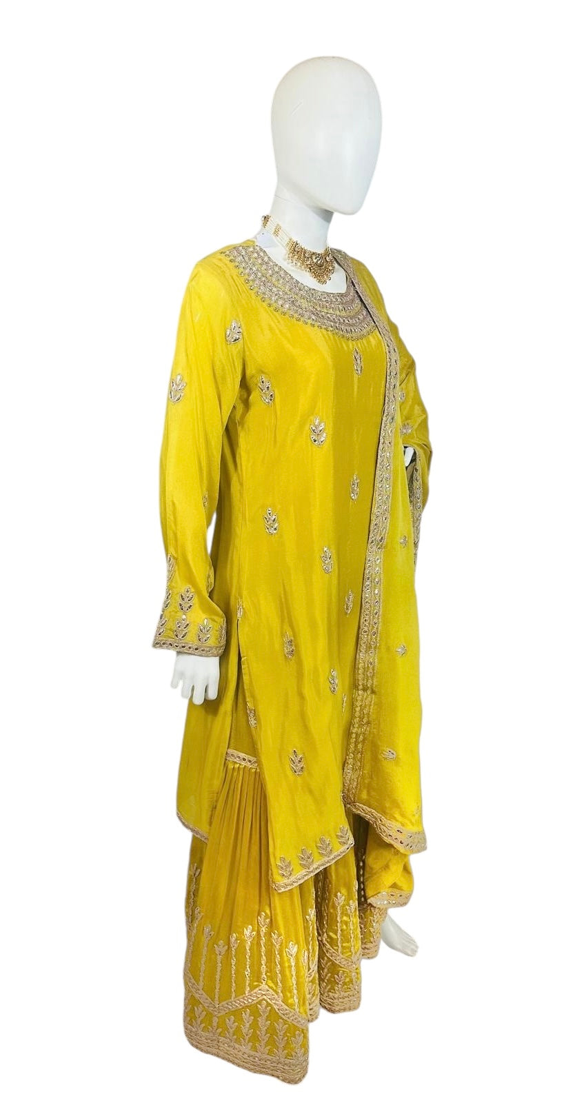 Yellow georgette garara set