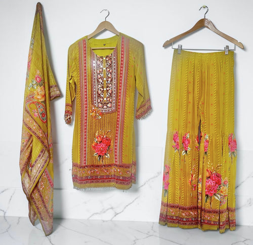 Green floral garara suit