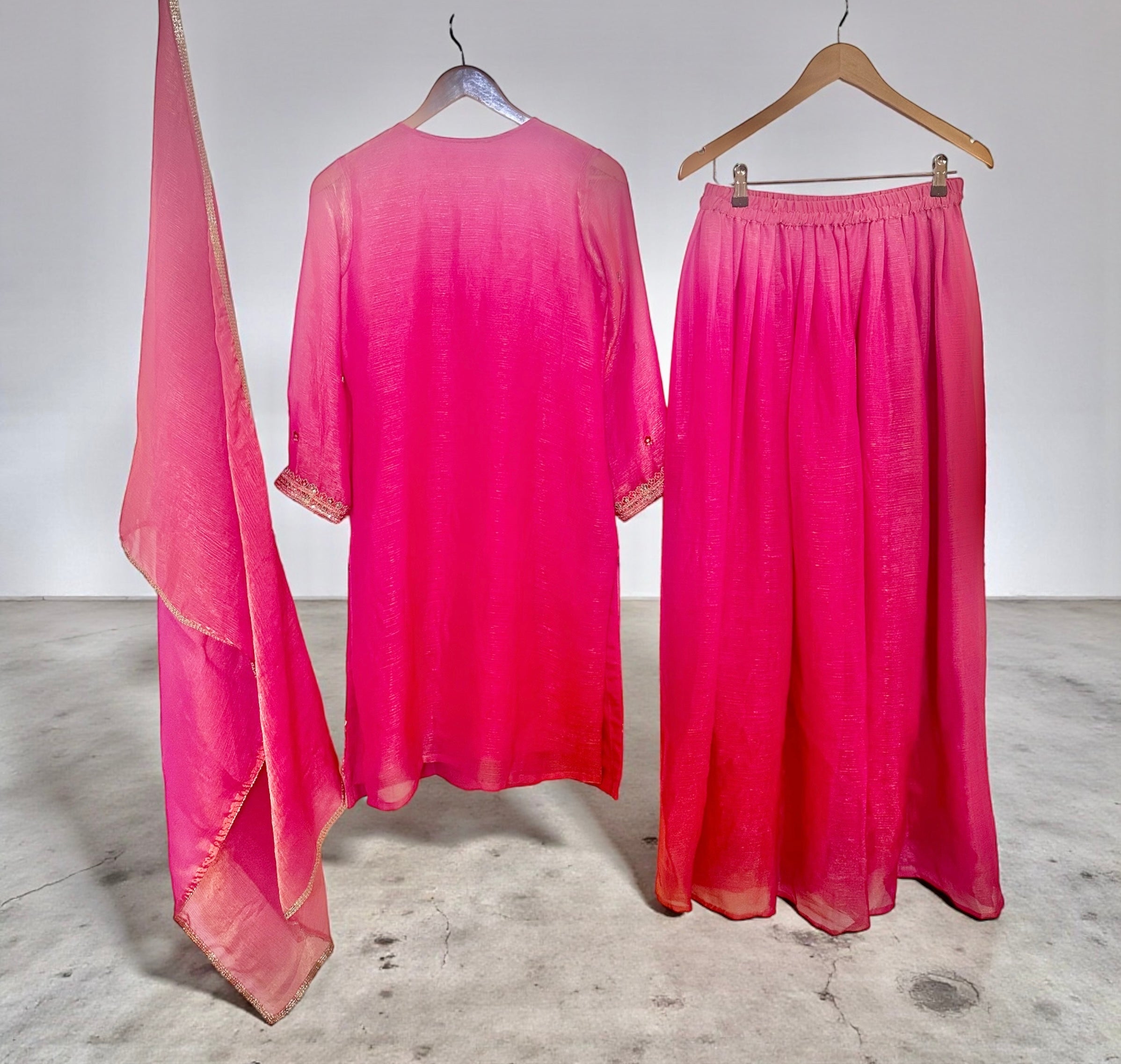 Hot pink Sharara set