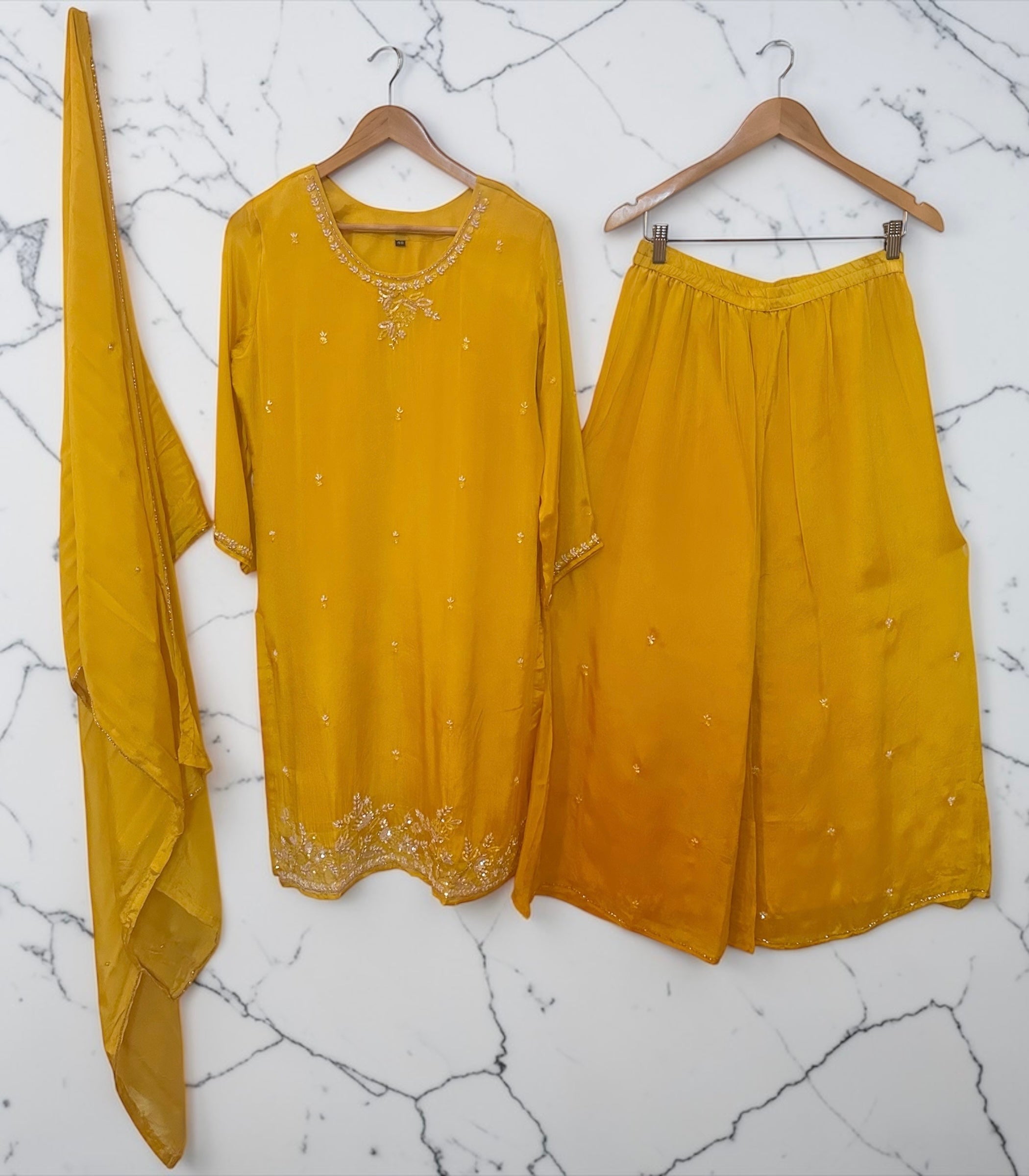 Yellow chiffon suit