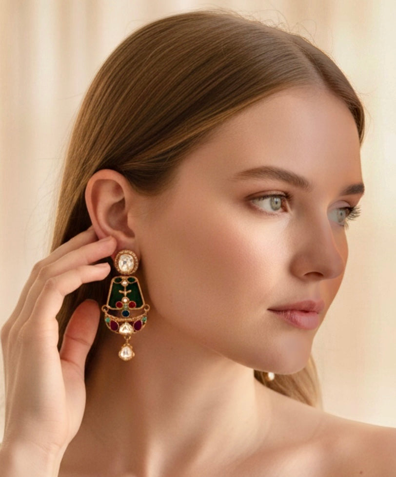 Multi- stone Polki earrings