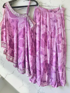 Lavender printed one-shoulder set