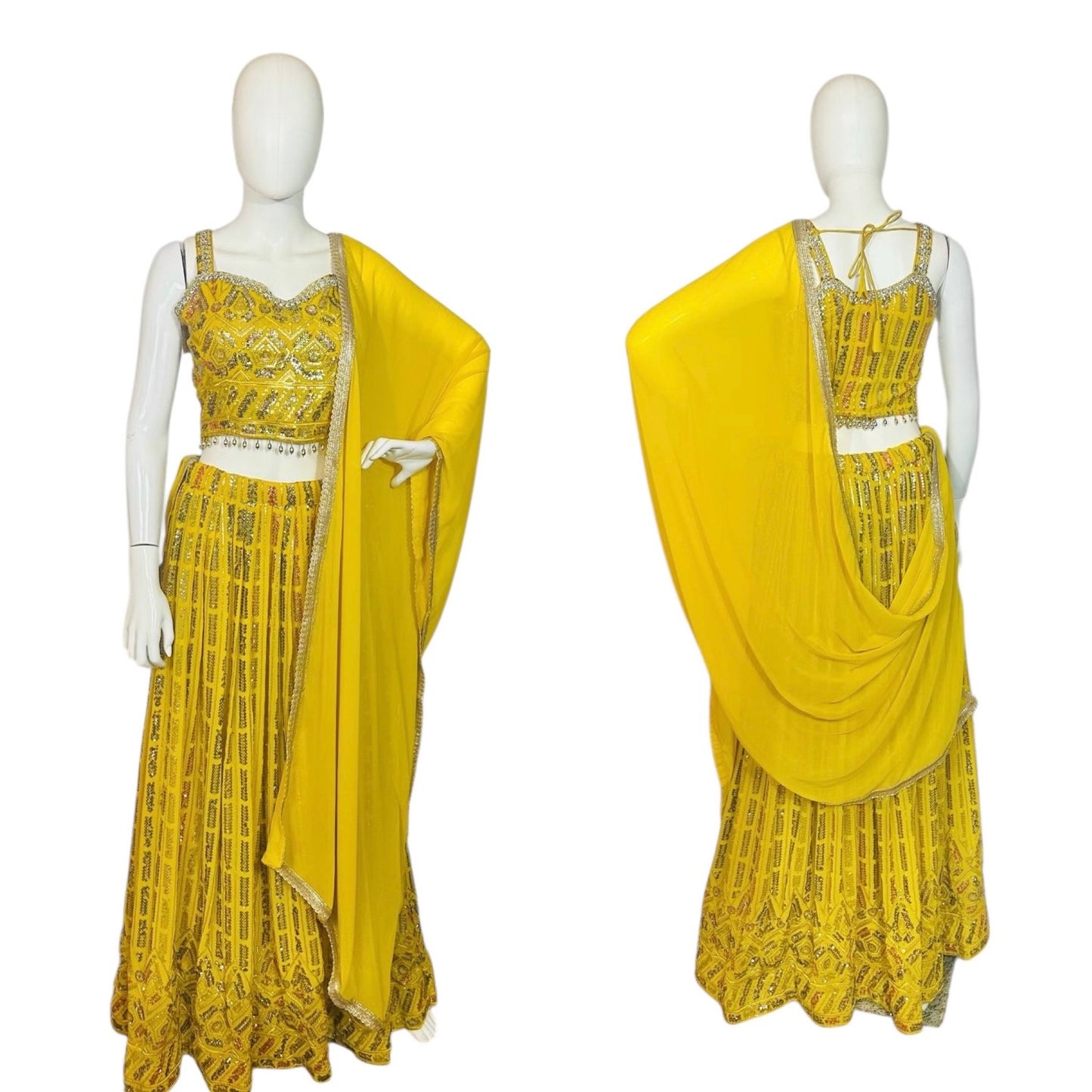 Yellow sequins lehenga