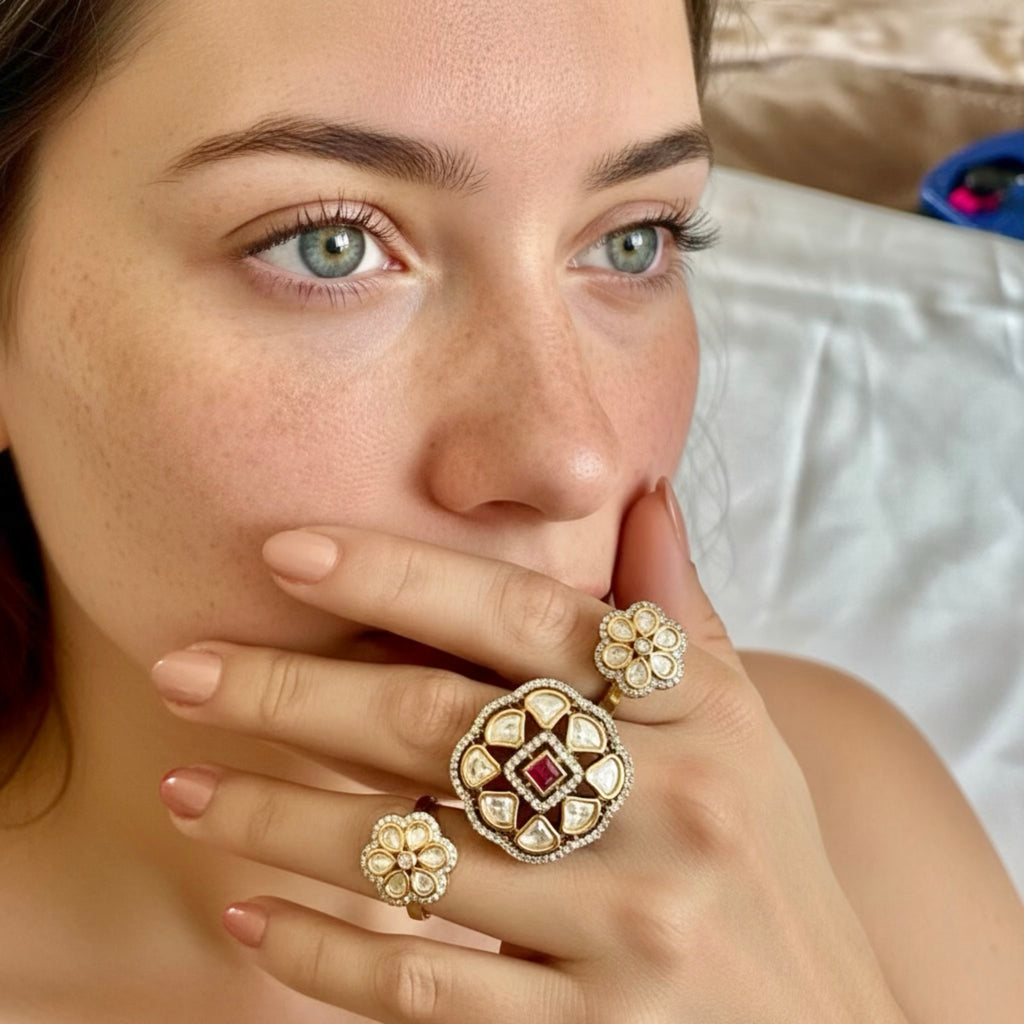 2-finger Ruby Polki ring