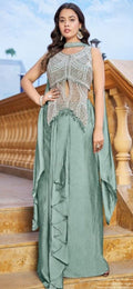 Sea-green dhoti skirt set