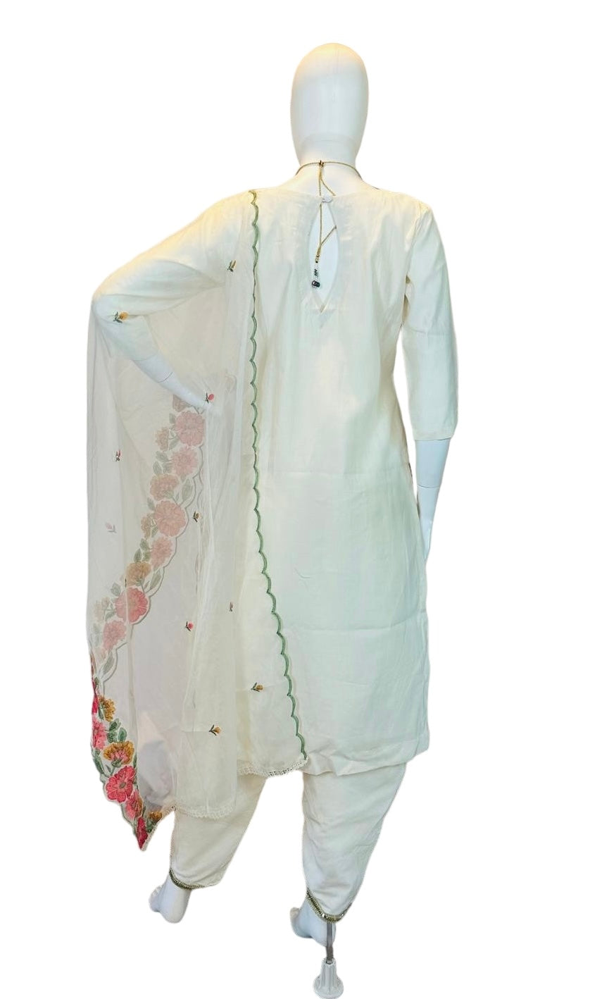 Ivory embroidered suit