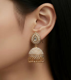 White bead work jhumkaas