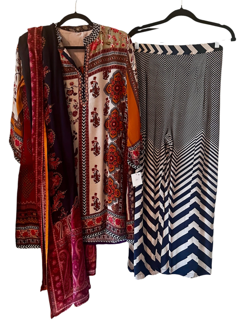 Black n beige printed suit