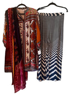 Black n beige printed suit