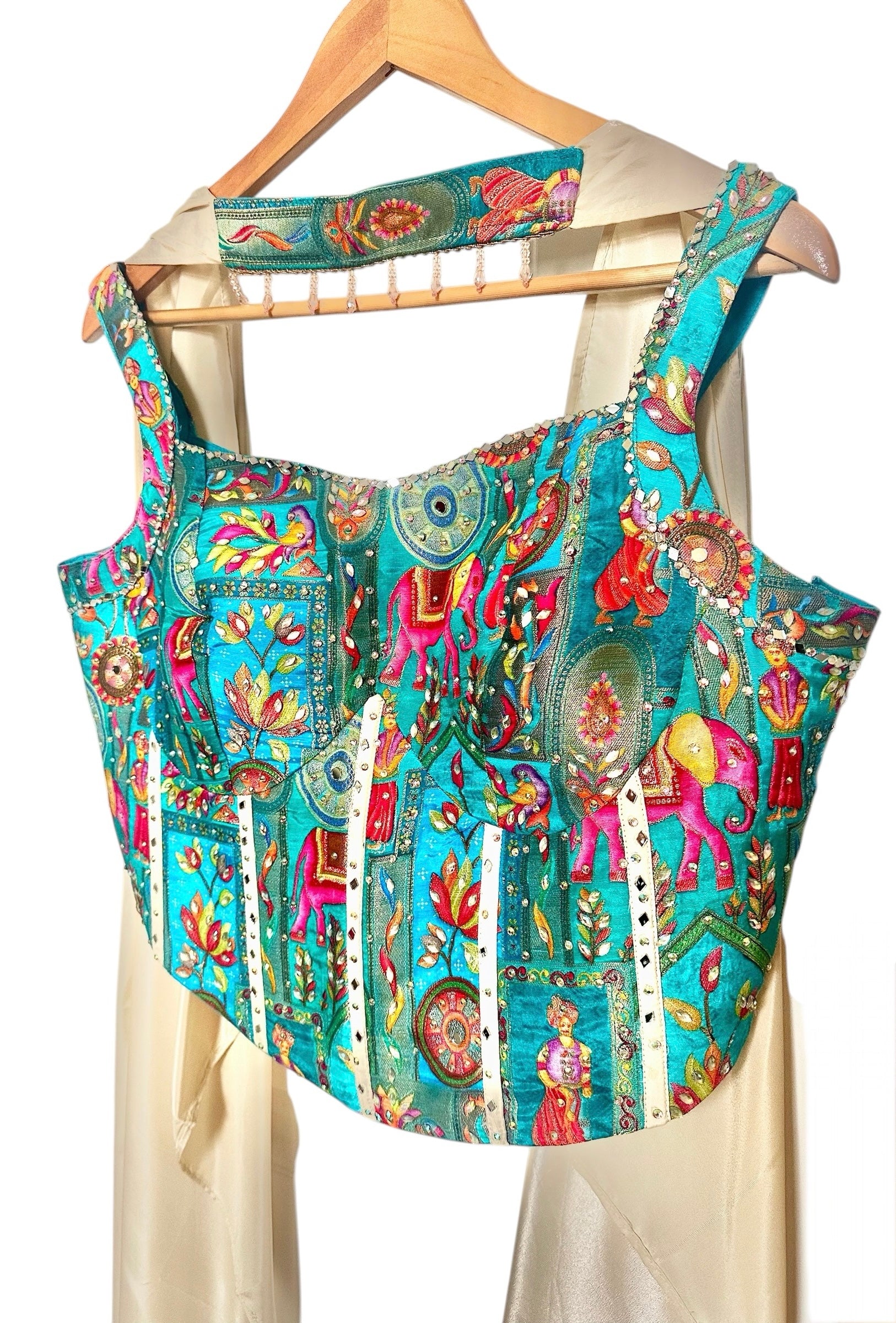 Turquoise corset palazzo set