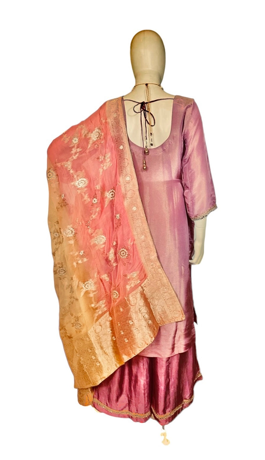 Mauve shimmer georgette suit