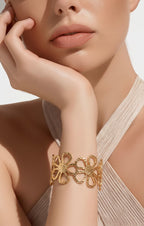 Floral gold finish bracelet